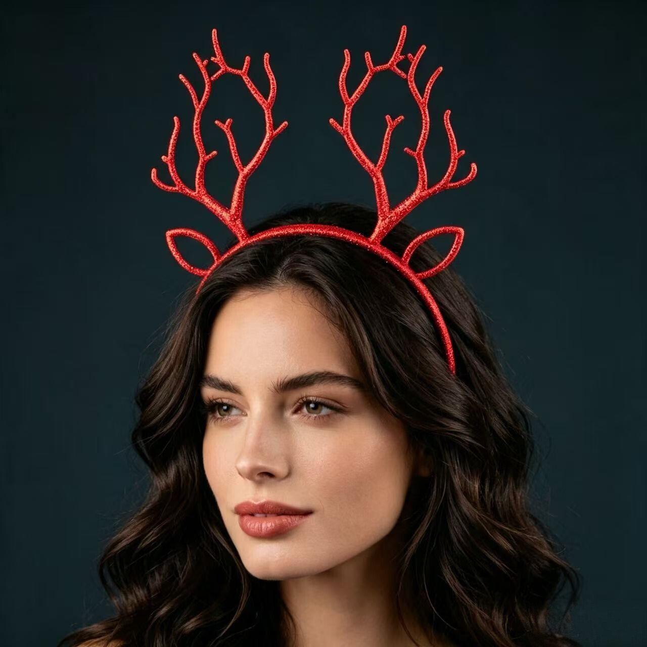 Reindeer Antlers Headband - Tiara Festiva de Natal com Chifres