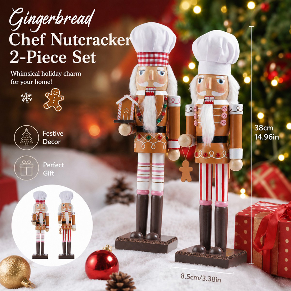 Nutcracker Figurine - Ornamento de Natal em Madeira de