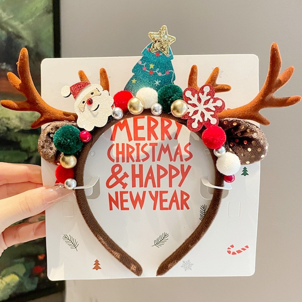 Reindeer Antlers Headband - Tiara de Veludo Vermelho com Chifres