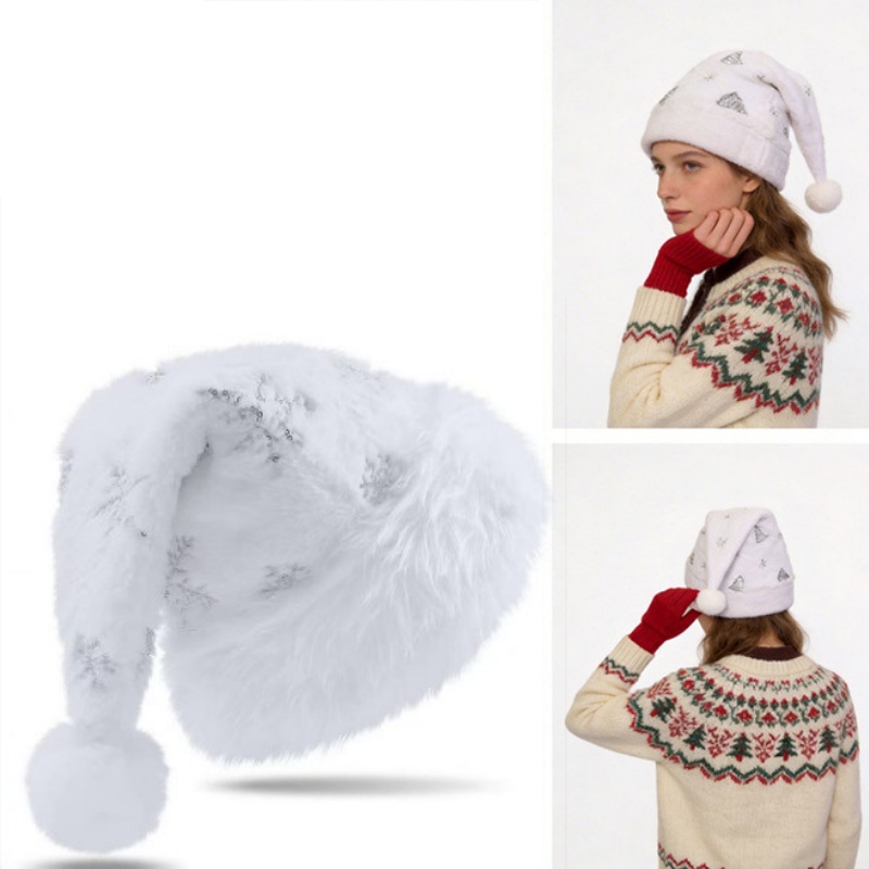 Santa Hat Plush - Chapéu de Natal de Pelúcia Branco