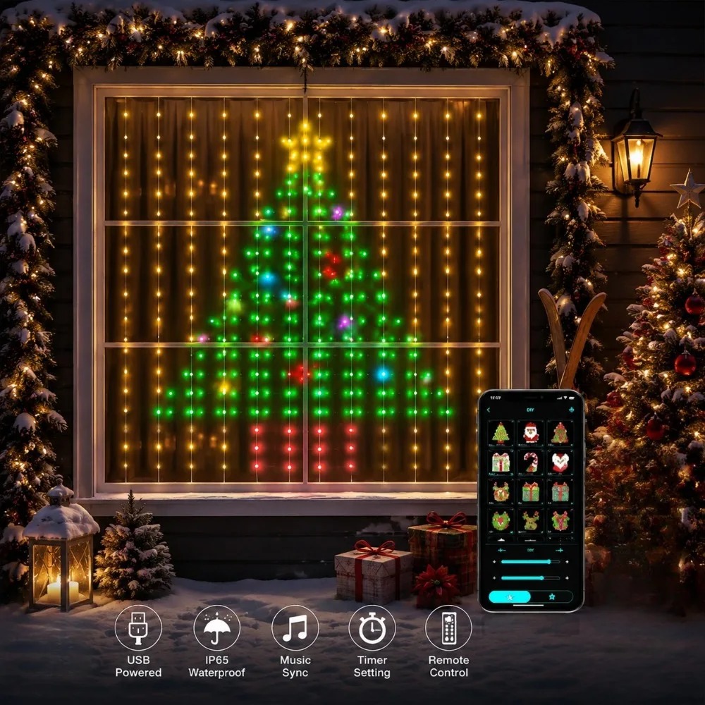 Luzes de Cortina LED Pixel par - Christmas Lights Outdoor avaliação e preço