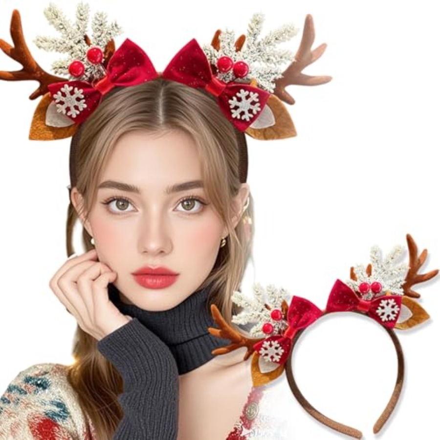 Tiara de Natal Fofa para Mulhe - Reindeer Antlers Headband avaliação e preço