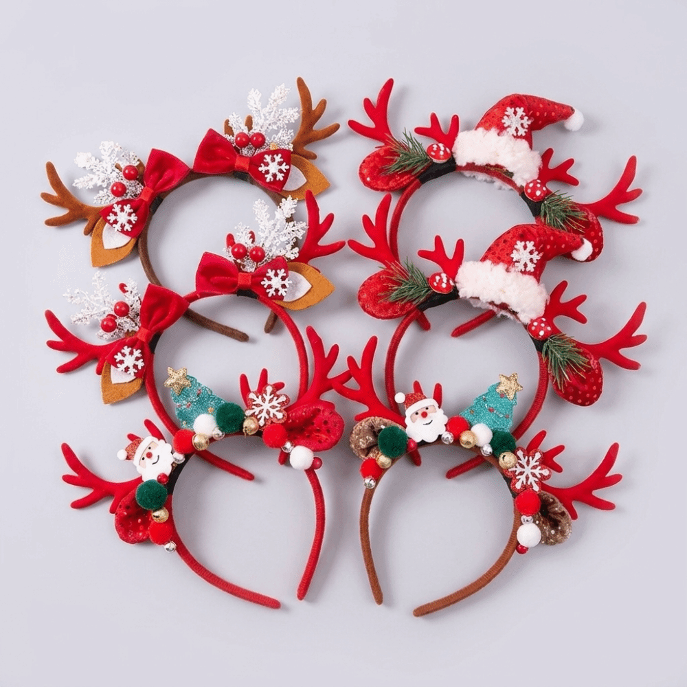 Tiara de Veludo Vermelho com C - Reindeer Antlers Headband avaliação e preço